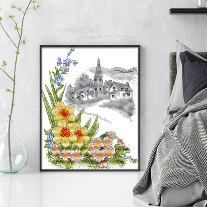 Four Seasons Spring Jasmine - 14CT Stamped Cross Stitch 21*27CM(Joy Sunday)