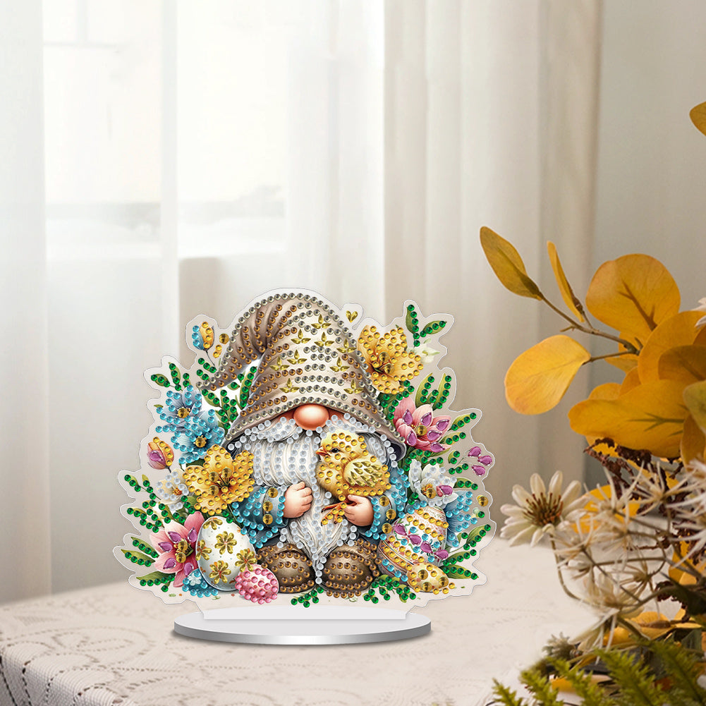 Single-Side Special Shape Spring Gnome Desktop Diamond Art Kits for Home Decor