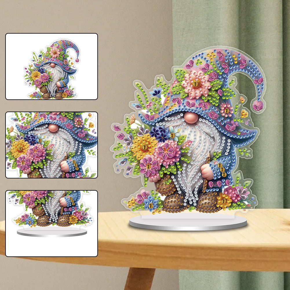 Single-Side Special Shape Spring Gnome Desktop Diamond Art Kits for Home Decor
