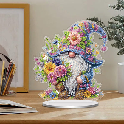Single-Side Special Shape Spring Gnome Desktop Diamond Art Kits for Home Decor