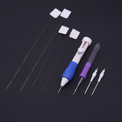 Punch Needle Set 3 Needles 2 Threaders Craft Tool for Embroidery DIY(A+B)