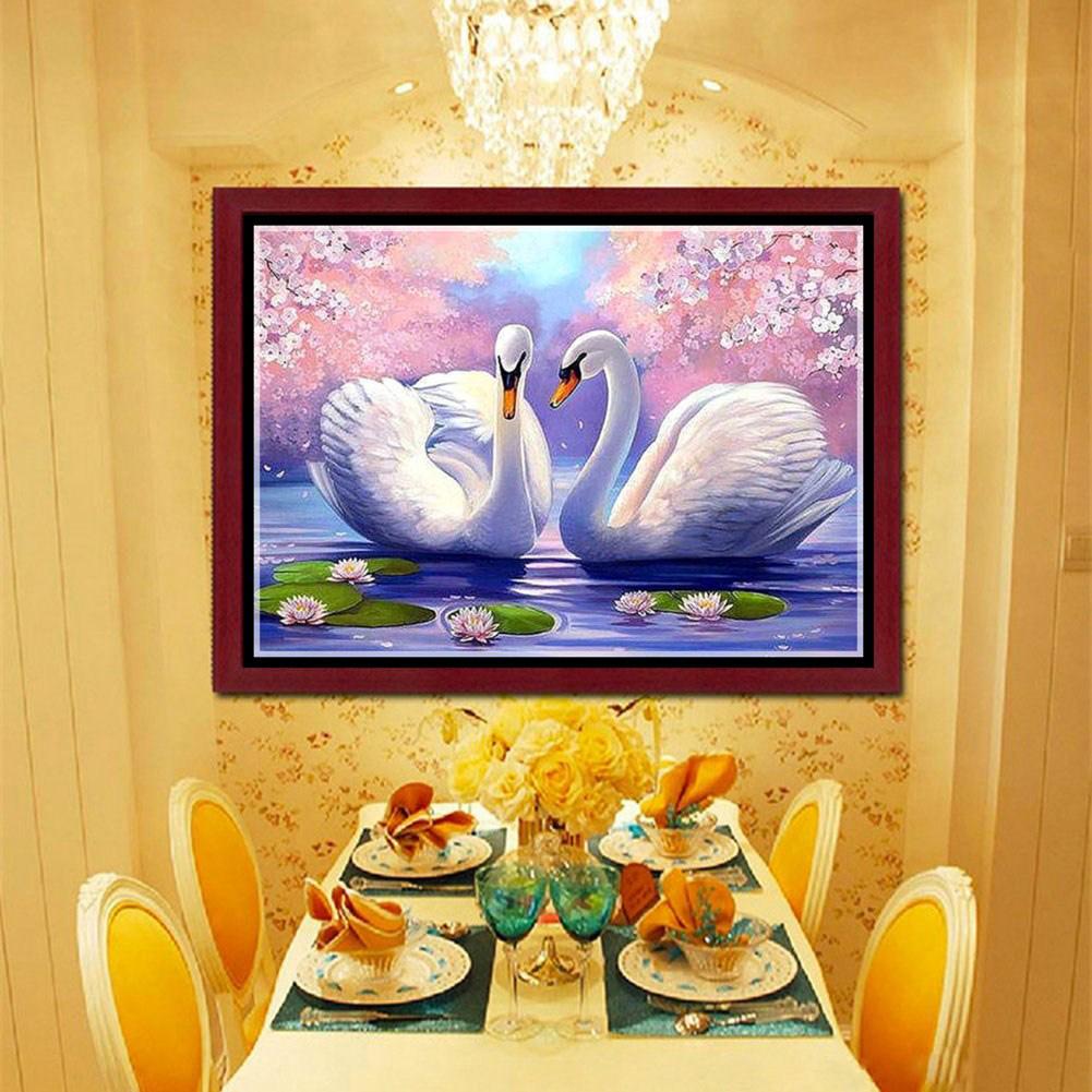 Swans - Full Round Drill Diamond Painting 40*30 CM