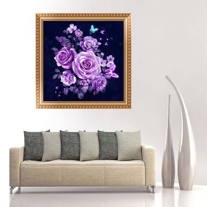 Purple Flowers - Full Round Drill Diamond Painting 30*30CM