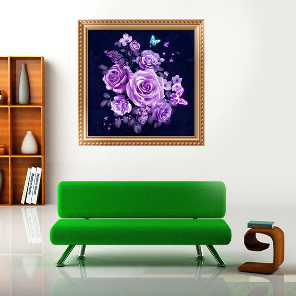 Purple Flowers - Full Round Drill Diamond Painting 30*30CM