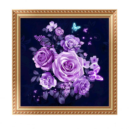 Purple Flowers - Full Round Drill Diamond Painting 30*30CM
