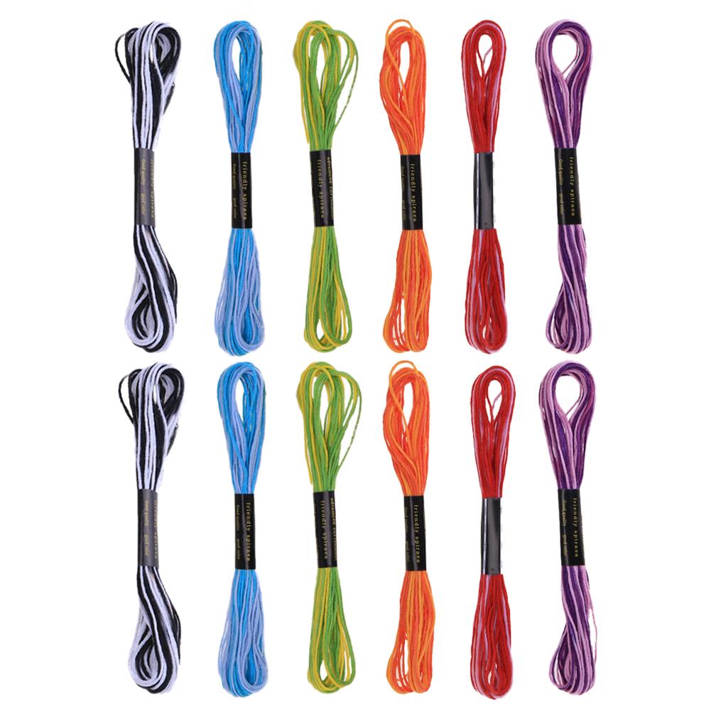 12pcs Durable Polyester Dyeing Line Sewing Cross Stitch Embroidery Threads