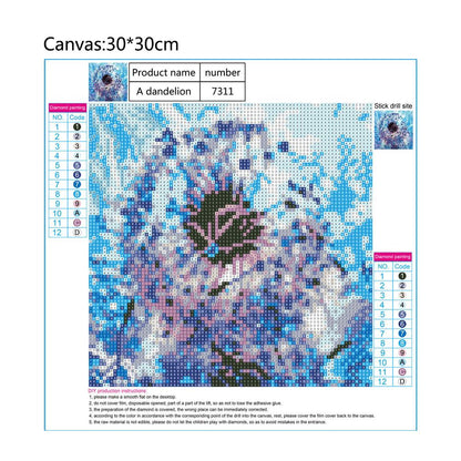 Dandelion - Full Round Drill Diamond Painting 30*30 CM