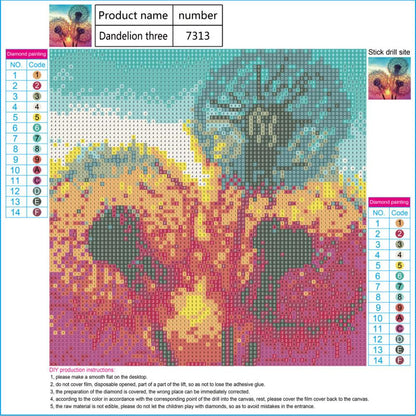 Dandelion - Full Round Drill Diamond Painting 30*30 CM