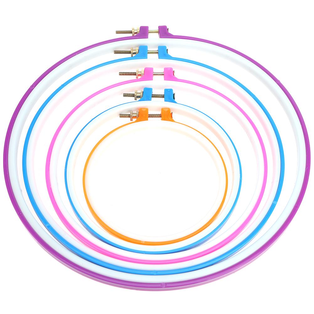 5pcs Plastic Cross Stitch Embroidery Hoop Ring Craft Sewing Machine Frame