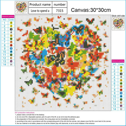 Butterfly Heart - Full Round Drill Diamond Painting 30*30CM