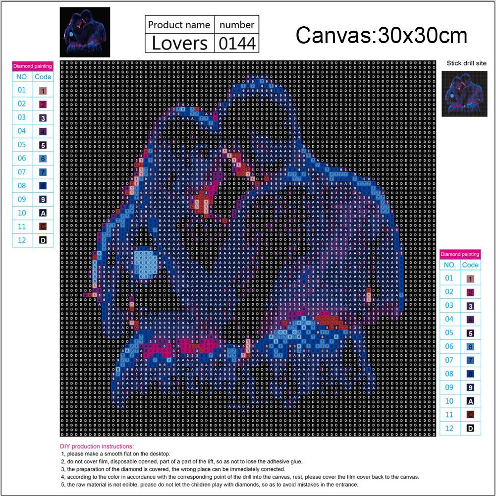 Couple Lovers - Full Round Drill Diamond Painting 30*30 CM
