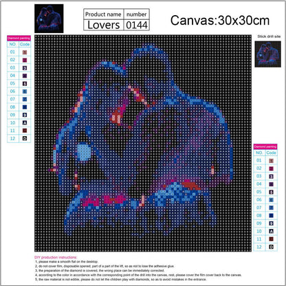 Couple Lovers - Full Round Drill Diamond Painting 30*30 CM