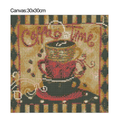 Retro Coffee - Full Round Drill Diamond Painting 30*30CM