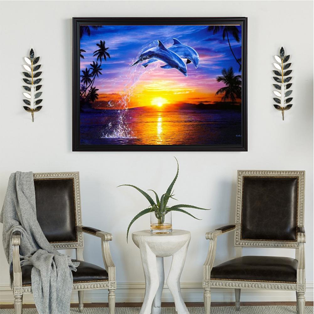 Sunset Dolphin - Full Round Drill Diamond Painting 40*30CM