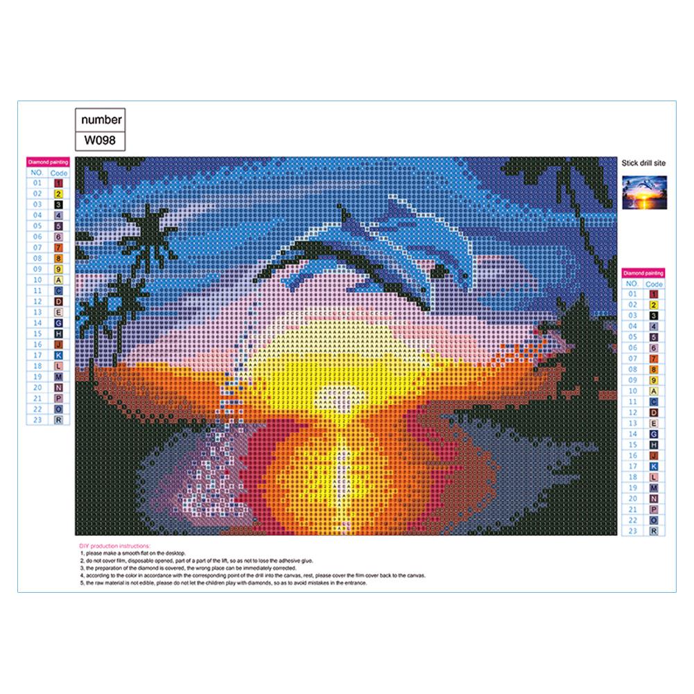 Sunset Dolphin - Full Round Drill Diamond Painting 40*30CM