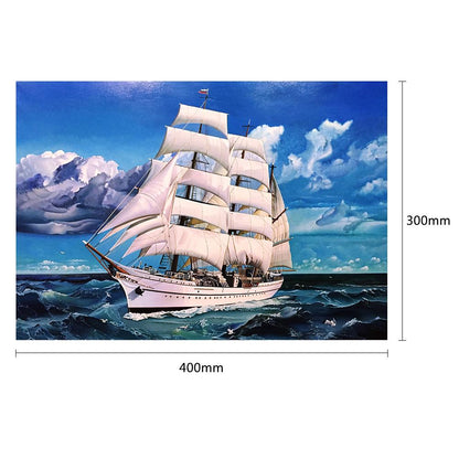 Ocean Boat- - Full Round Drill Diamond Painting 40*30CM