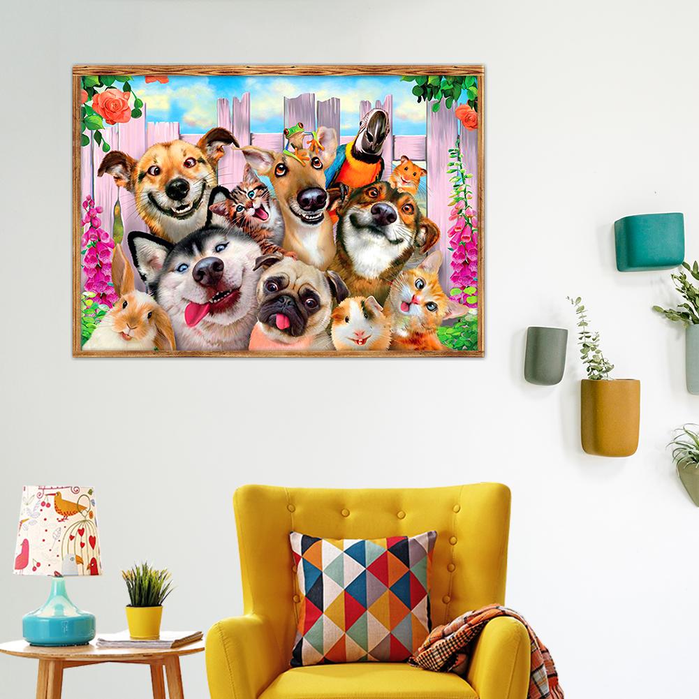 Dogs - Full Round Drill Diamond Painting 40*30CM