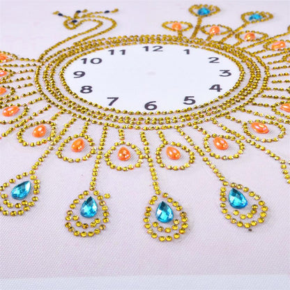 Peafowl Clock - Special Shaped Drill Diamond Painting 35*35CM