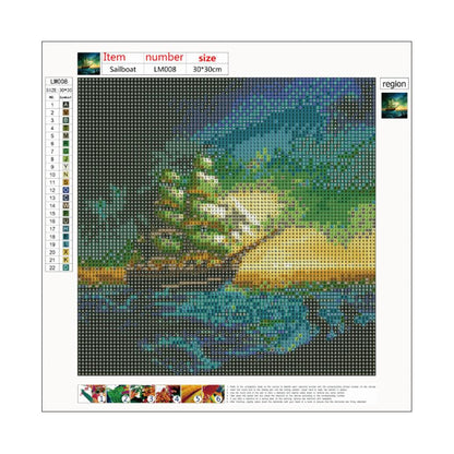 Sailboat - Full Round Drill Diamond Painting 30*30CM