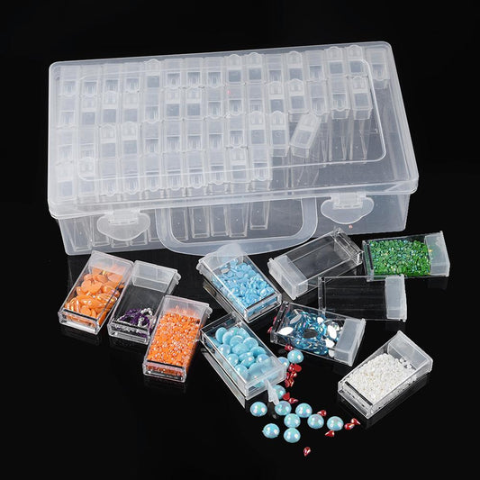 Clear Plastic Diamond Storage Box DIY Diamond Painting Drill Case (64 Grid)