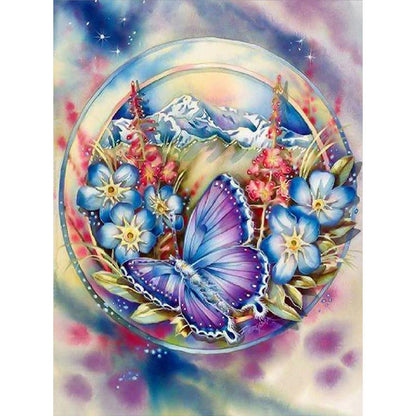 Flower Butterfly - Full Square Drill Diamond Painting 30*40CM