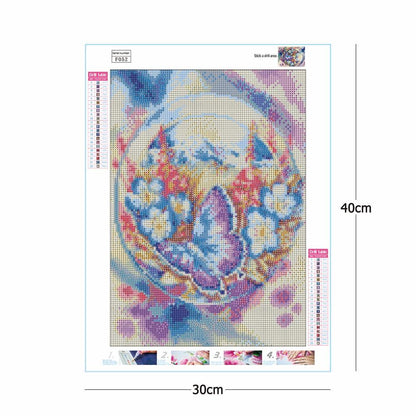 Flower Butterfly - Full Square Drill Diamond Painting 30*40CM
