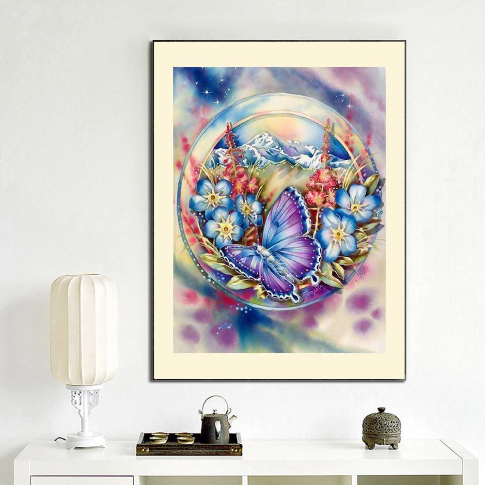Flower Butterfly - Full Square Drill Diamond Painting 30*40CM