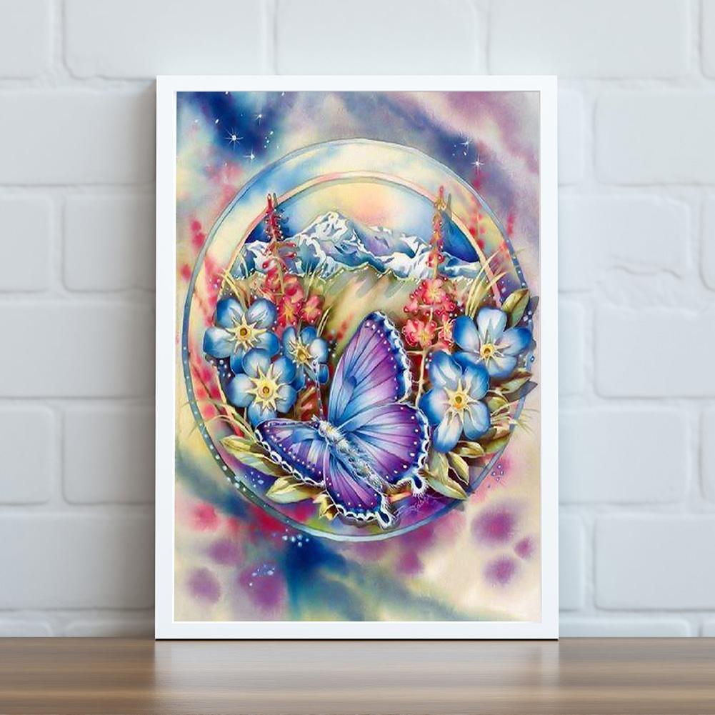 Flower Butterfly - Full Square Drill Diamond Painting 30*40CM