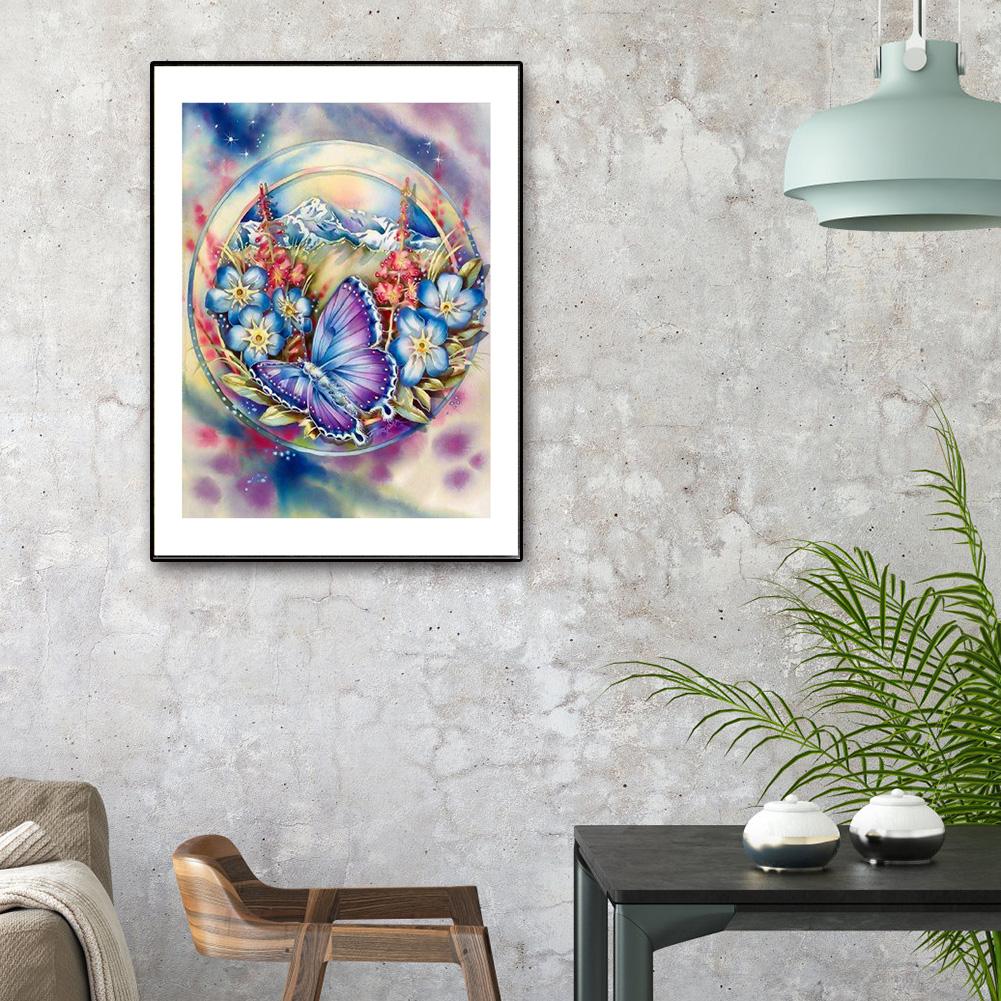 Flower Butterfly - Full Square Drill Diamond Painting 30*40CM