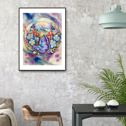 Flower Butterfly - Full Square Drill Diamond Painting 30*40CM