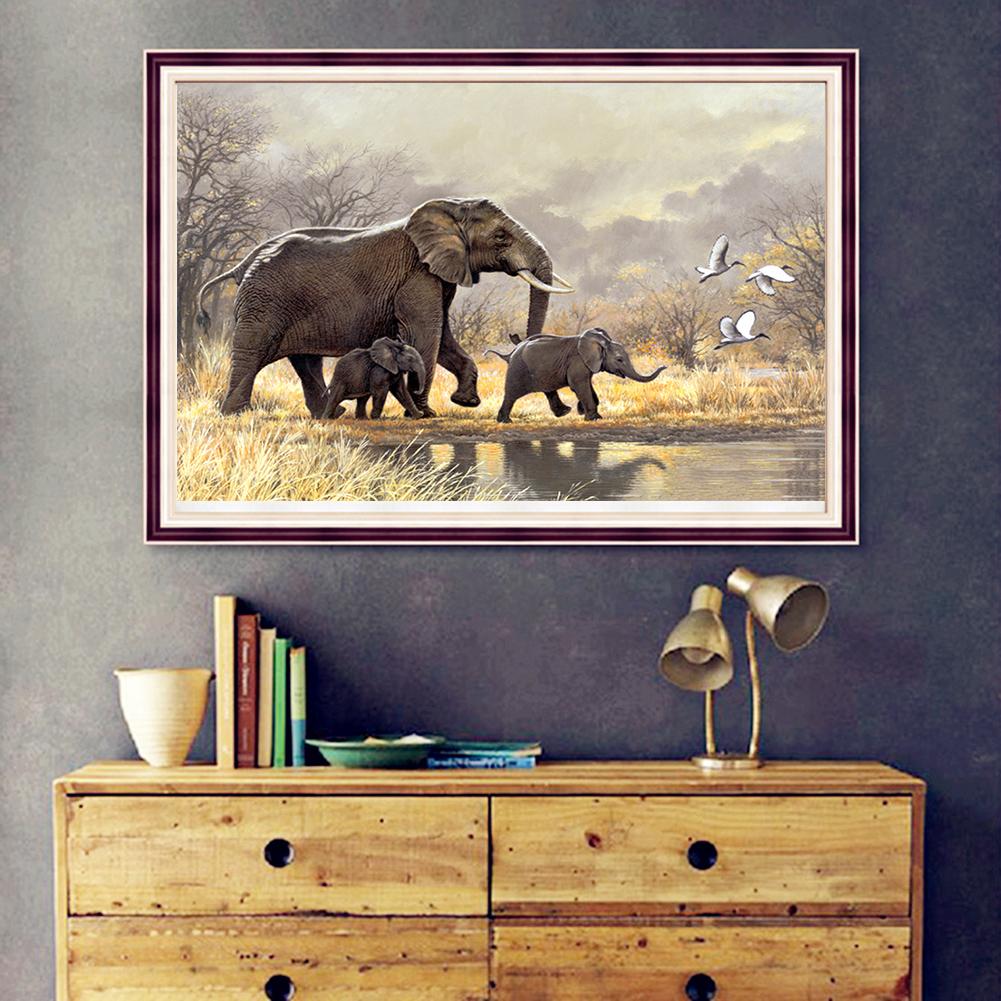 Elephants - Full Round Drill Diamond Painting 40X30 CM
