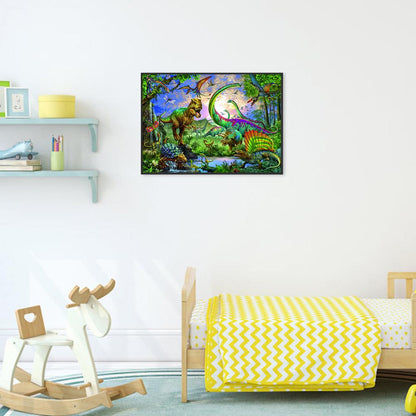 Forest Dinosaurs - Full Round Drill Diamond Painting 40*30 CM