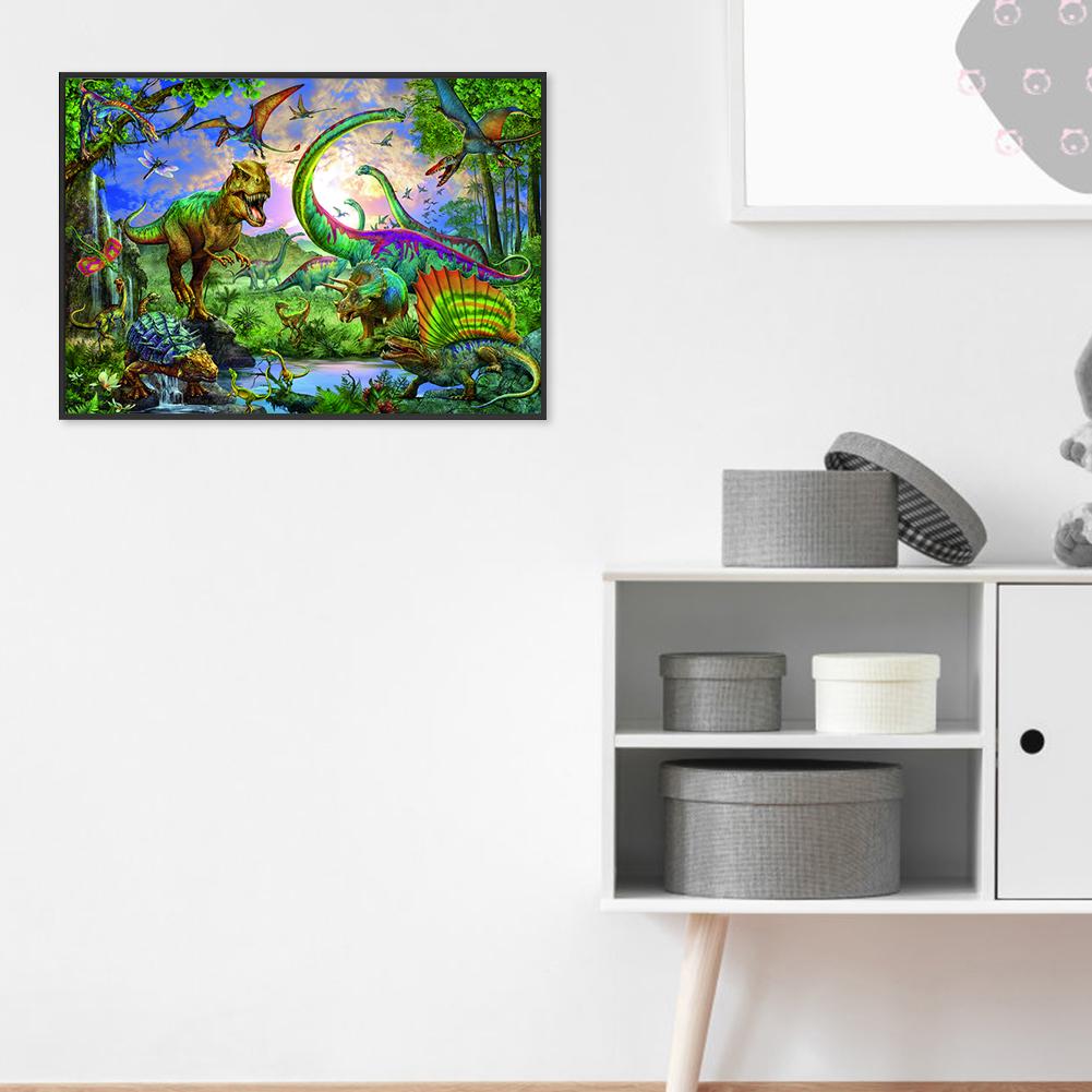 Forest Dinosaurs - Full Round Drill Diamond Painting 40*30 CM