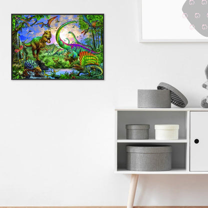 Forest Dinosaurs - Full Round Drill Diamond Painting 40*30 CM