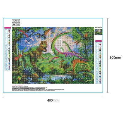 Forest Dinosaurs - Full Round Drill Diamond Painting 40*30 CM