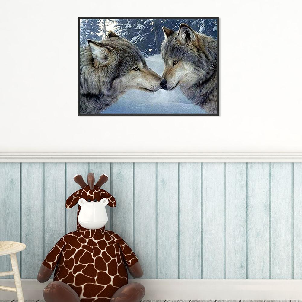 Kissing Wolves - Full Round Drill Diamond Painting 40*30CM