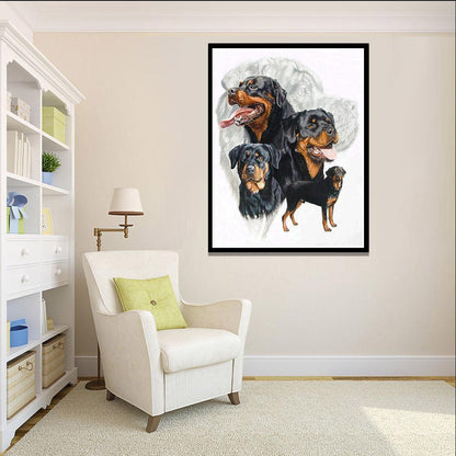 Dogs Group - Full Round Drill Diamond Painting 40*30 CM
