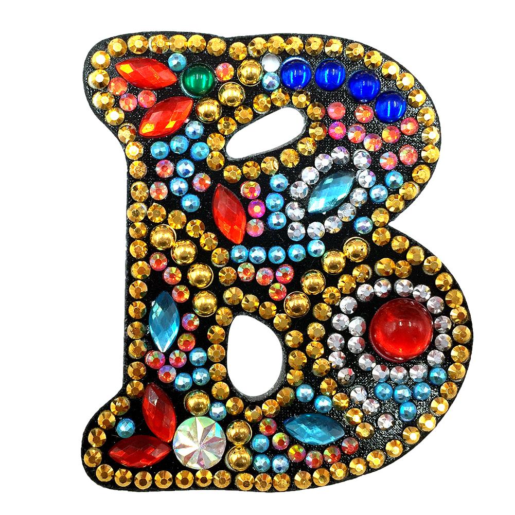 DIY Key Chain Diamond Painting Letters Women Bag Keyring Pendant Gift (B)