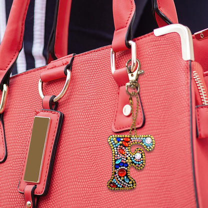 DIY Key Chain Diamond Painting Letters Women Bag Keyring Pendant Gift (F)