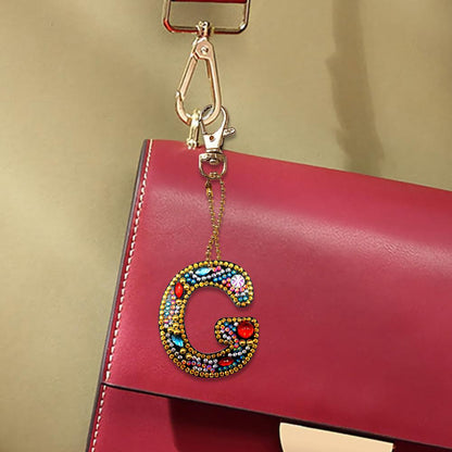 DIY Key Chain Diamond Painting Letters Women Bag Keyring Pendant Gift (G)