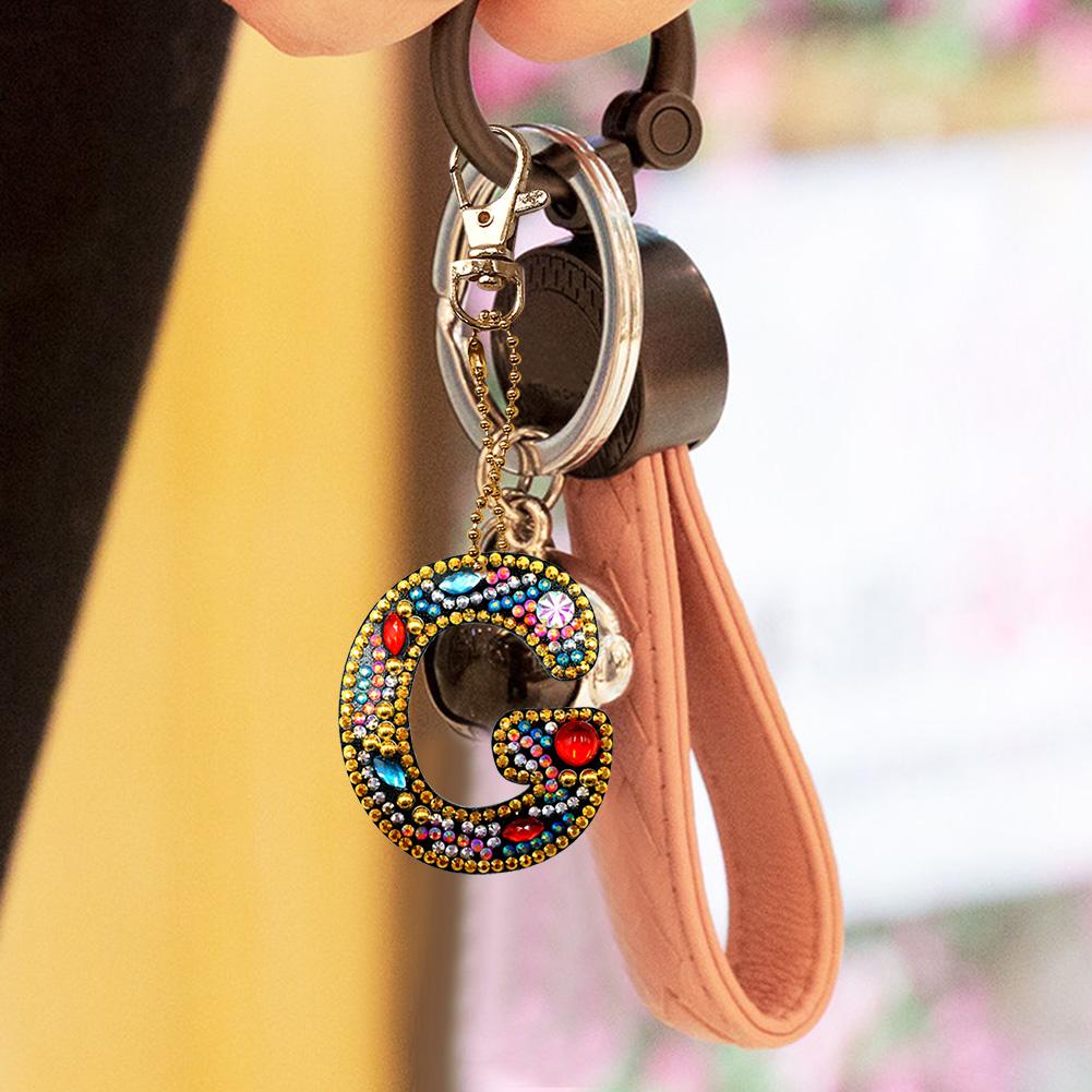 DIY Key Chain Diamond Painting Letters Women Bag Keyring Pendant Gift (G)
