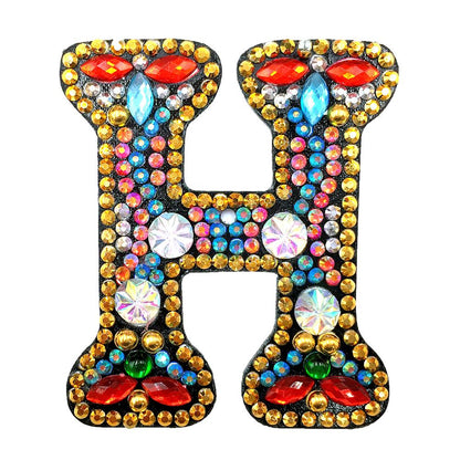 DIY Key Chain Diamond Painting Letters Women Bag Keyring Pendant Gift (H)