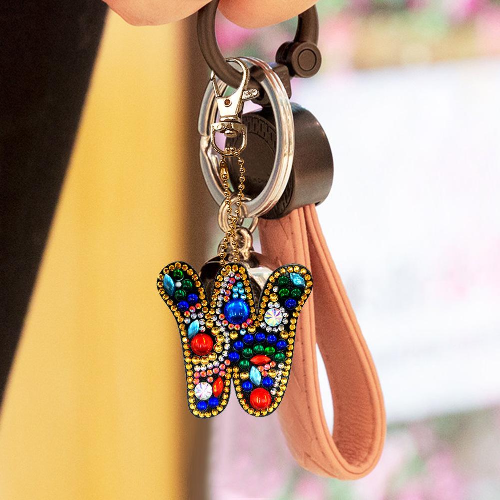 DIY Keychain Diamond Painting Letters Women Bag Keyring Pendant Gift (W)