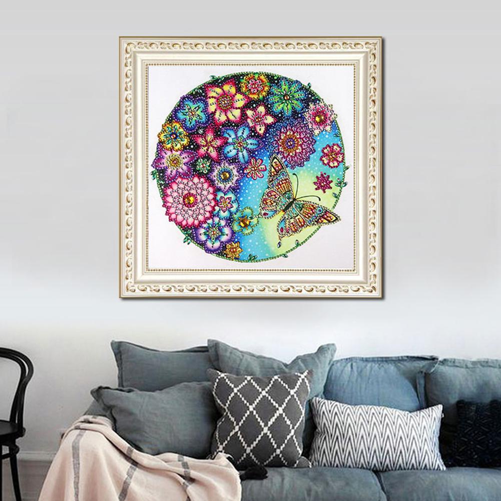 Flower Butterfly - Special Shaped Drill Diamond Painting 30*30CM
