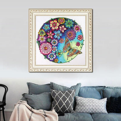 Flower Butterfly - Special Shaped Drill Diamond Painting 30*30CM