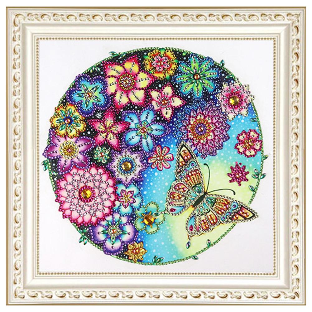 Flower Butterfly - Special Shaped Drill Diamond Painting 30*30CM