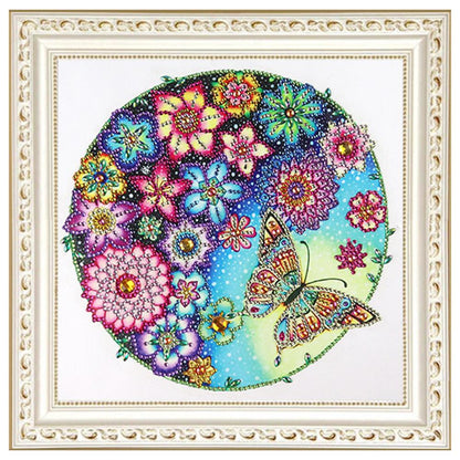 Flower Butterfly - Special Shaped Drill Diamond Painting 30*30CM