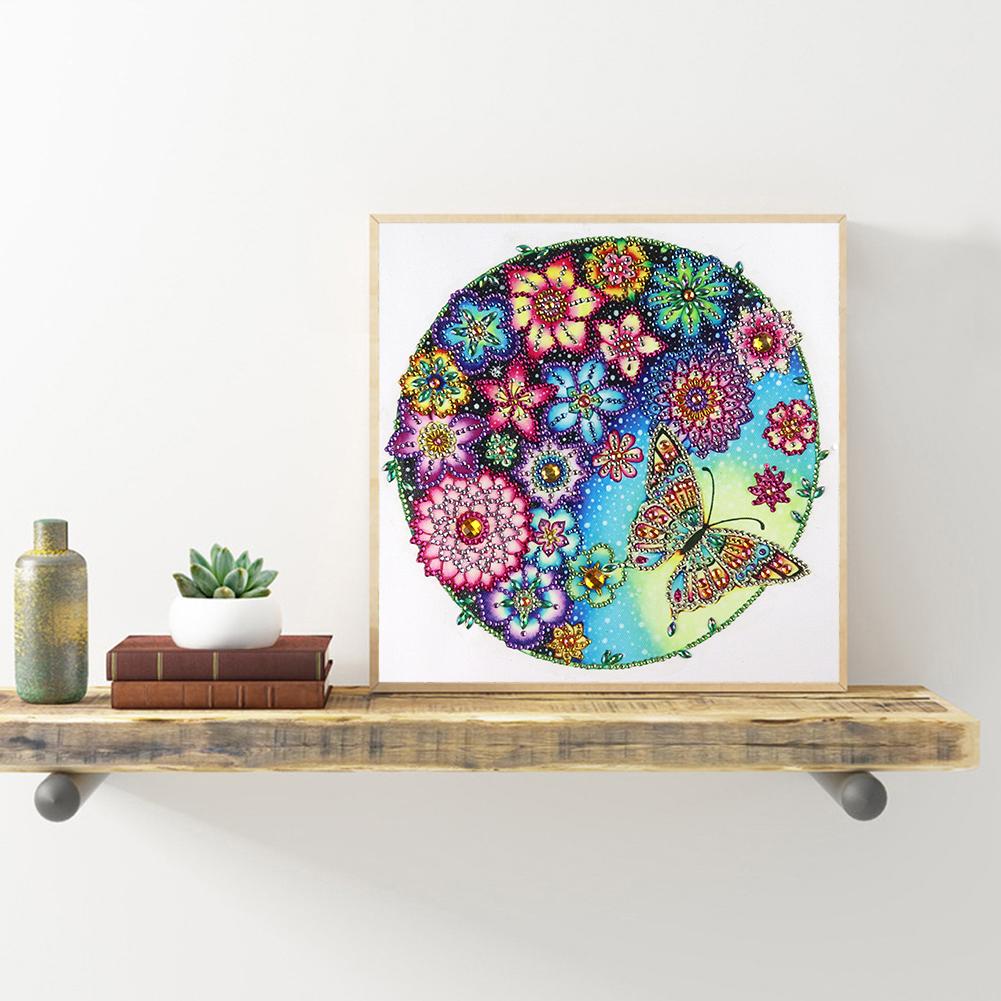 Flower Butterfly - Special Shaped Drill Diamond Painting 30*30CM