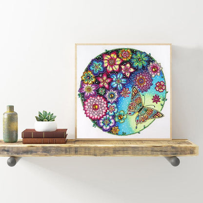 Flower Butterfly - Special Shaped Drill Diamond Painting 30*30CM