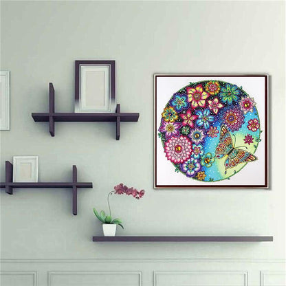Flower Butterfly - Special Shaped Drill Diamond Painting 30*30CM